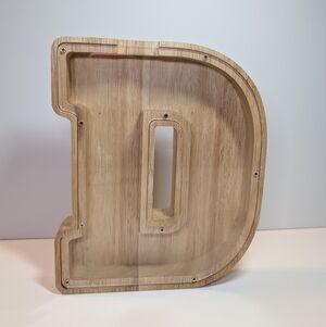 Wooden Letter D Bank With Plexiglass Front